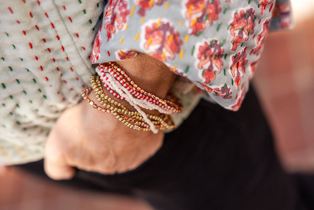 Blush Gold Beaded Bracelet Set