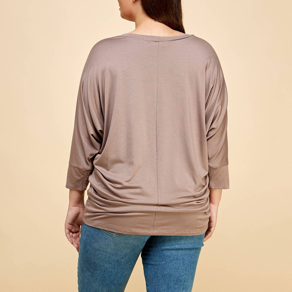 Plus Size 3/4 Dolman Sleeve Modal Jersey Top, 2503-PL: Natural / 1X