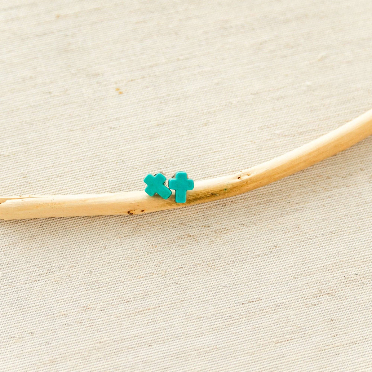 Turquoise Faithful Cross Studs