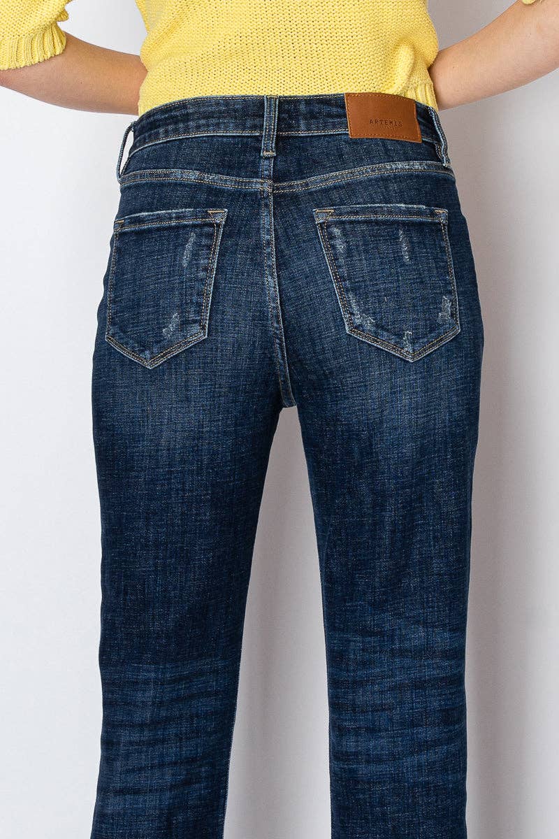 TUMMY CONTROL HIGH RISE STRETCH STRAIGHT W/ SINGLE CUFF JEAN