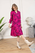 Spring Carnival Ruffle Dress in Boysenberry Color: Retro Pink