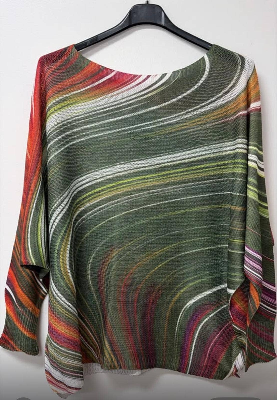 Olive Swirl Stripe Knit Sweater