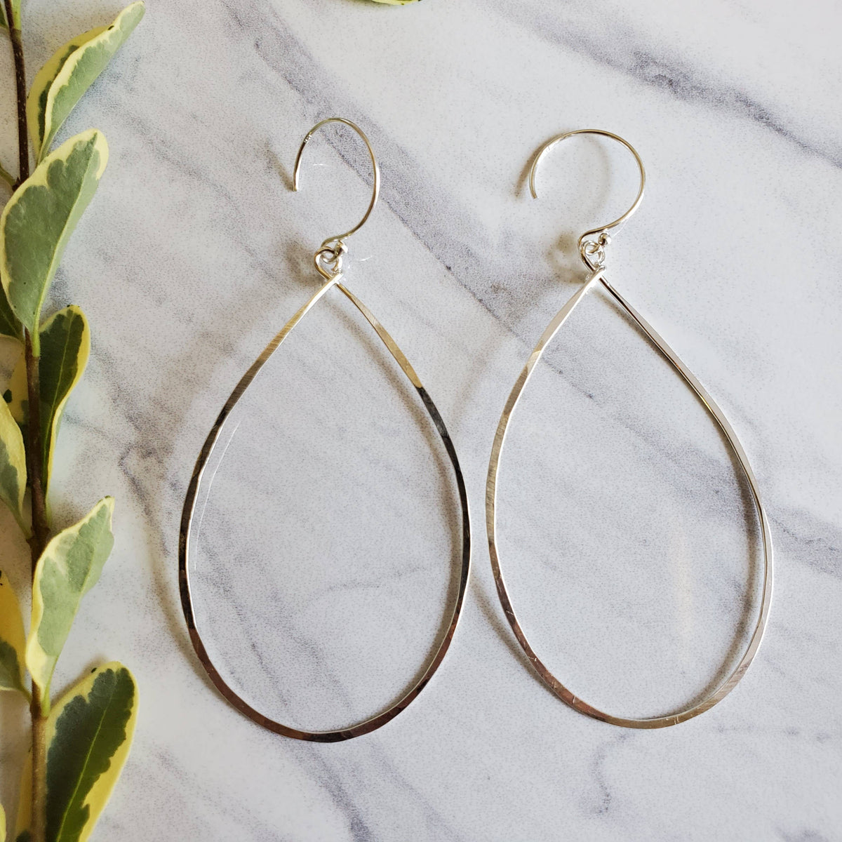 Hammered Teardrop Earrings: Sterling Silver