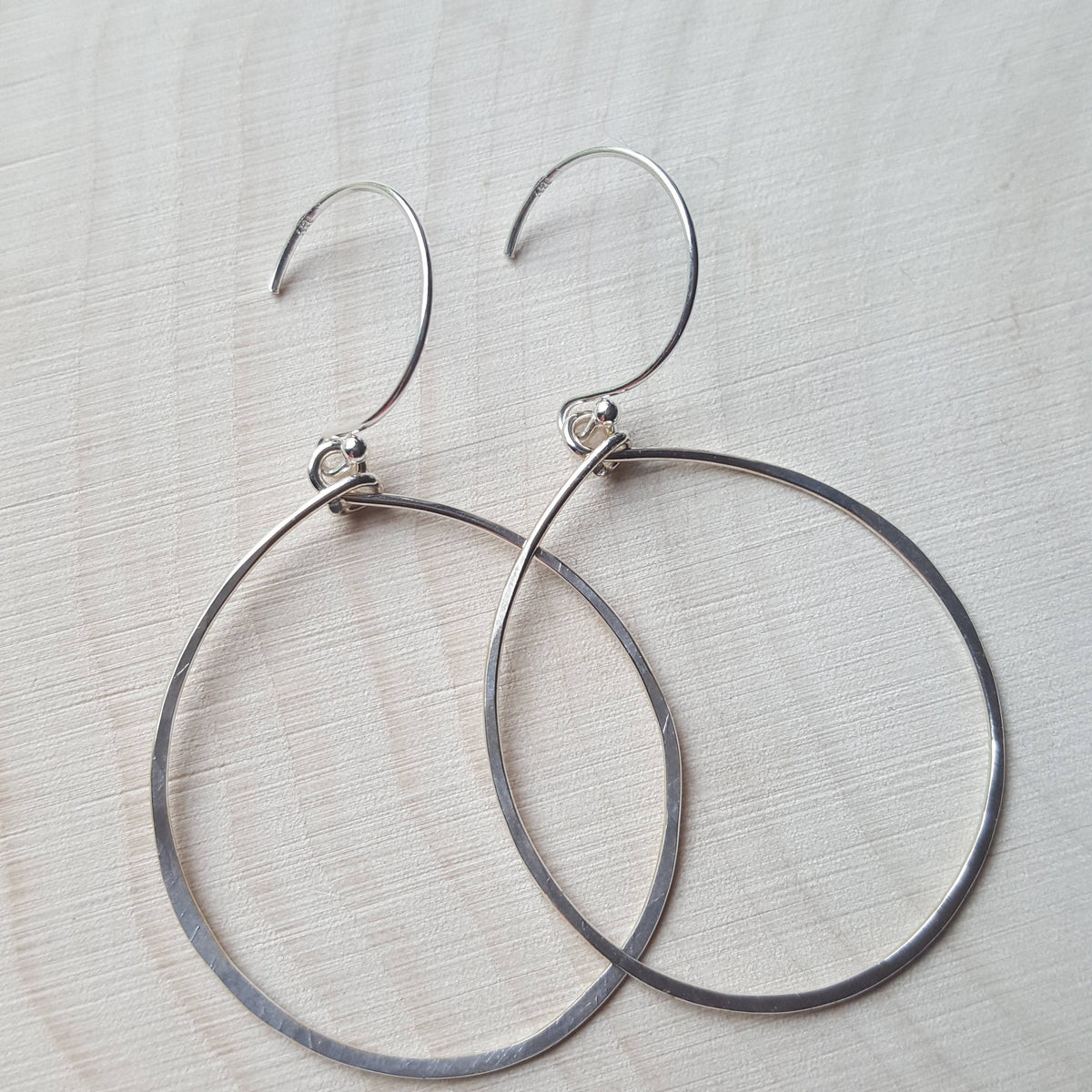 Hammered Hoop Earrings: Sterling Silver