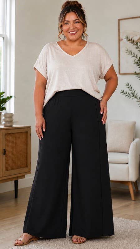 Plus Size - Effortless Elegance, Wide Leg Pants